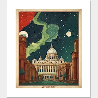 Vatican City Italy Starry Night Vintage Tourism Travel Poster Posters and Art